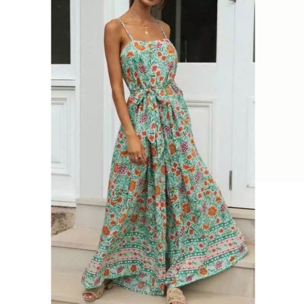 NWT Floral Bohemian Wide Leg Jumpsuit